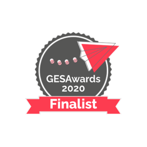 Badge from GES Awards showcasing Mandarin Matrix success.